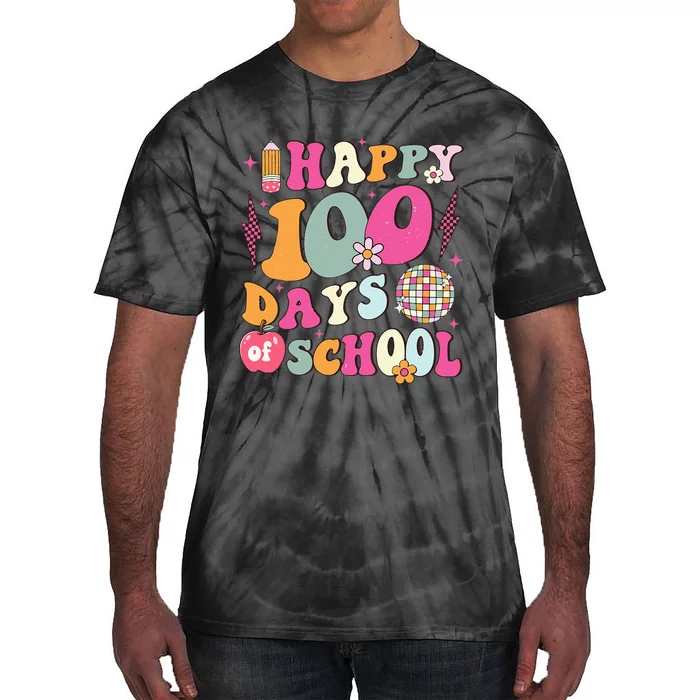 Happy 100 Days Of School Retro Disco 100th Day Of School Tie-Dye T-Shirt