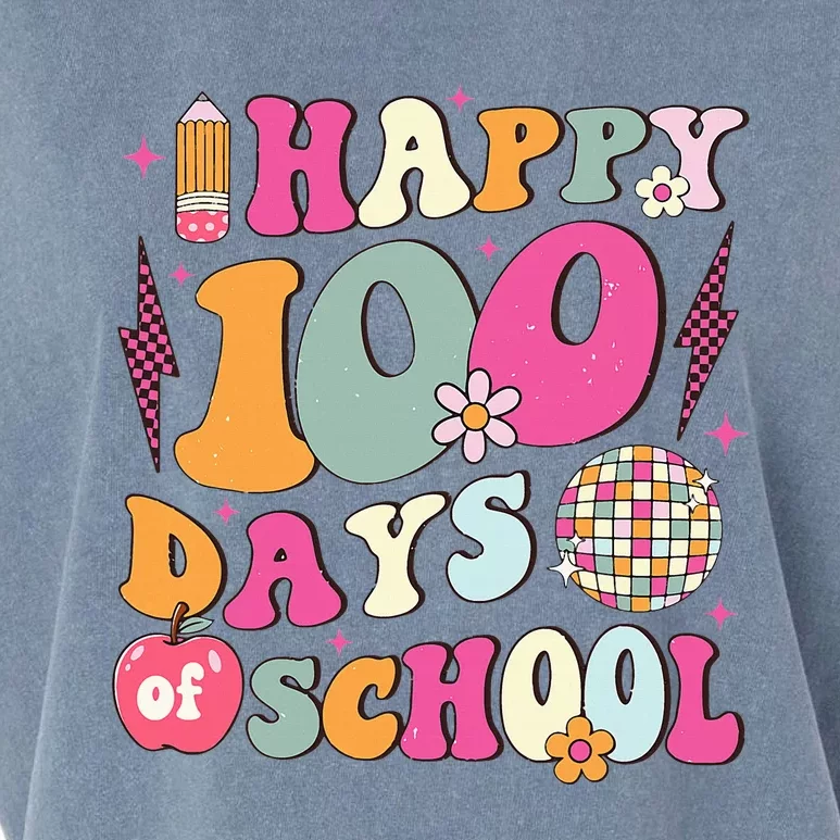 Happy 100 Days Of School Retro Disco 100th Day Of School Garment-Dyed Women's Muscle Tee