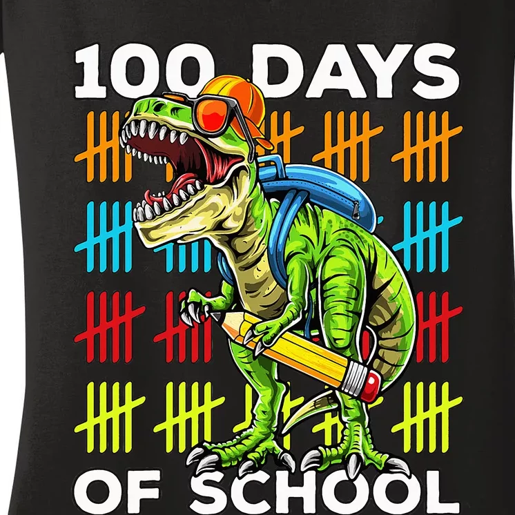 Happy 100th Day Of School Teachers 100 Days Women's V-Neck T-Shirt