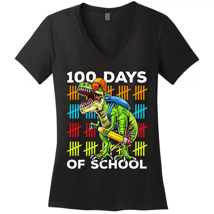 Happy 100th Day Of School Teachers 100 Days Women's V-Neck T-Shirt