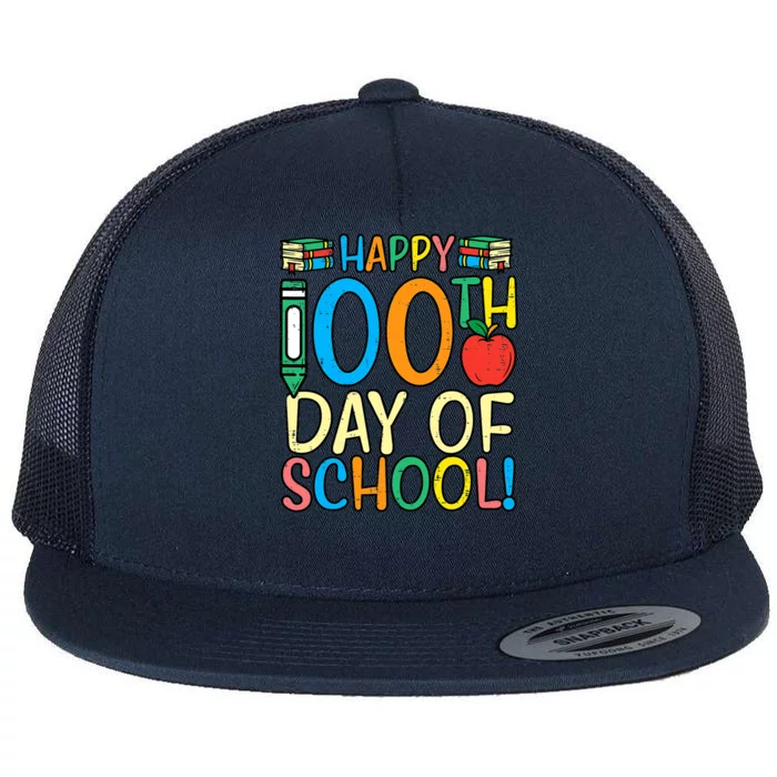 Happy 100th Day Of School 100 Days Smarter Teacher Students Gift Flat Bill Trucker Hat