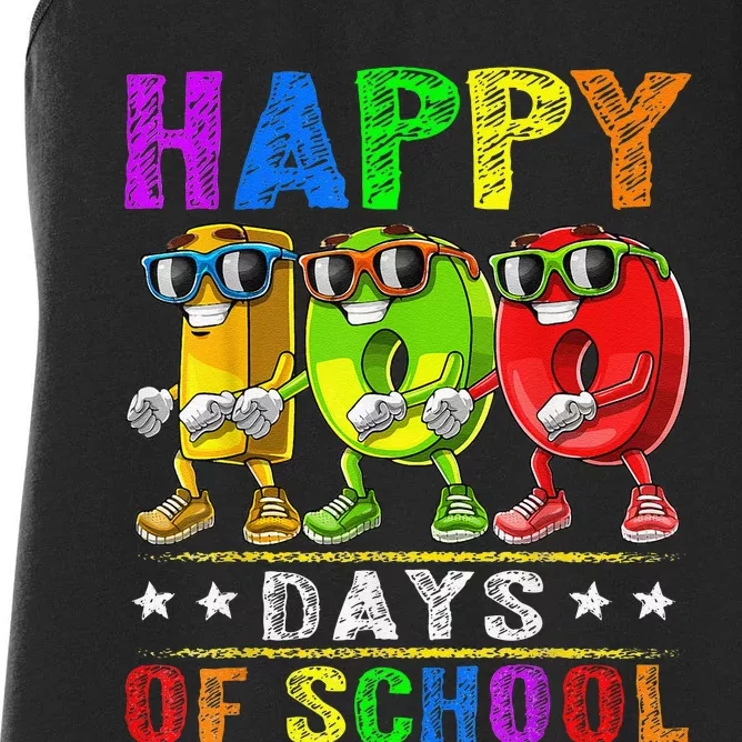 Happy 100 Days of School Flossing 100th Day School Women's Racerback Tank