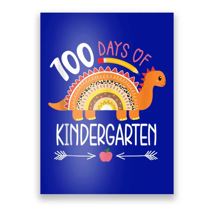 Happy 100th Day Of School Dinosaur 100 Days Of Kindergarten Gift Poster