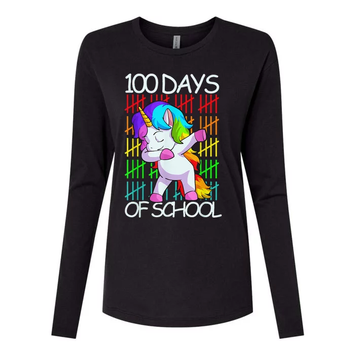 Happy 100 Days Of School Shirt Girls Unicorn Lover Womens Cotton Relaxed Long Sleeve T-Shirt