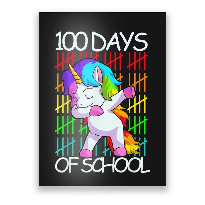 Happy 100 Days Of School Shirt Girls Unicorn Lover Poster