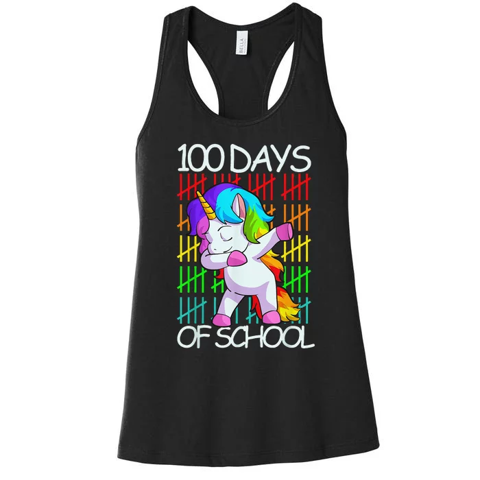 Happy 100 Days Of School Shirt Girls Unicorn Lover Women's Racerback Tank