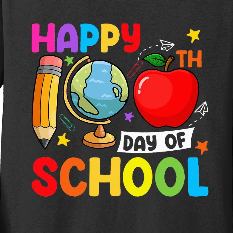 Happy 100th Day Of School 100 Days Of School Teacher Student Kids Long Sleeve Shirt