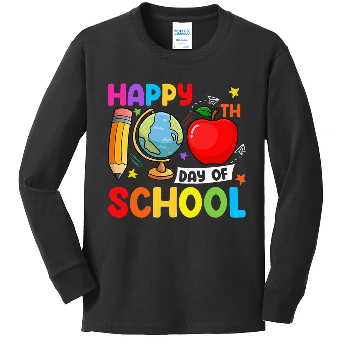 Happy 100th Day Of School 100 Days Of School Teacher Student Kids Long Sleeve Shirt