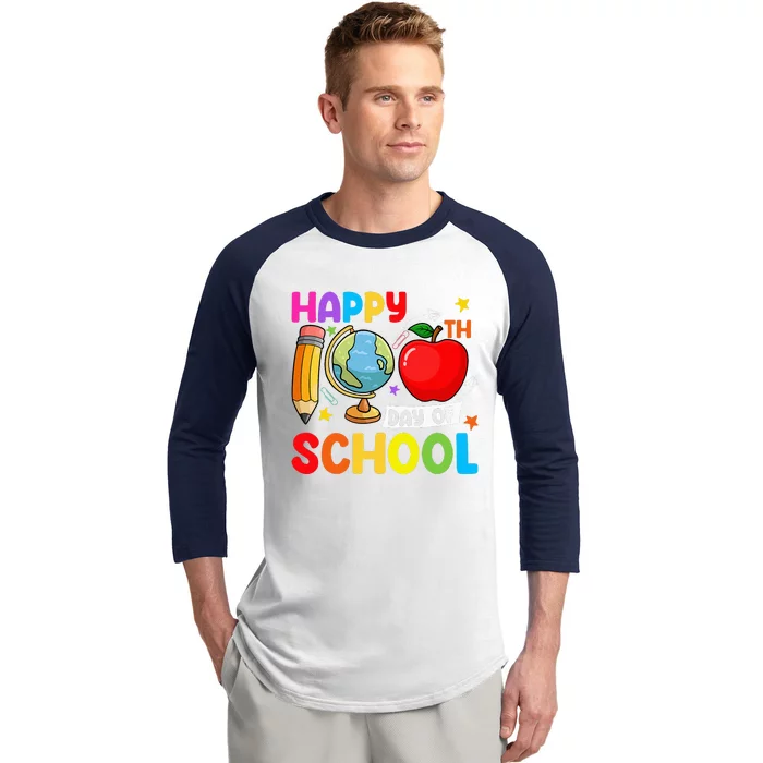 Happy 100th Day Of School 100 Days Of School Teacher Student Baseball Sleeve Shirt