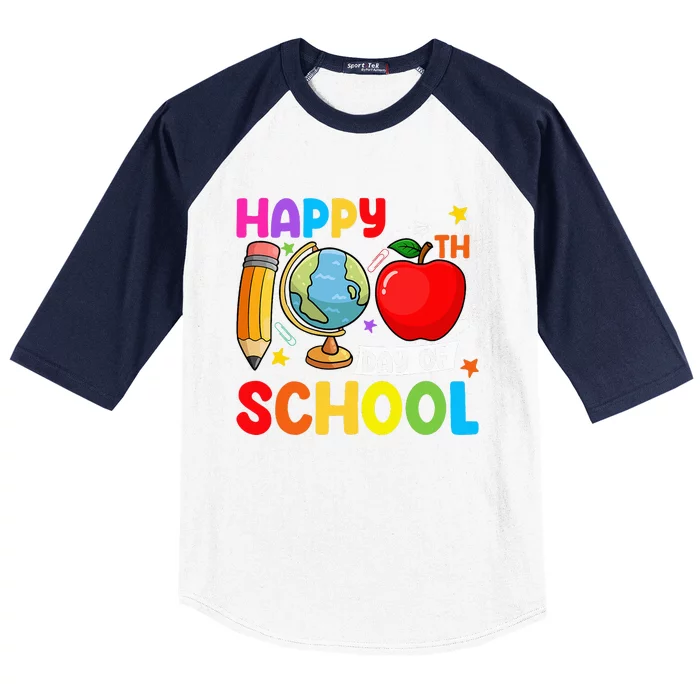 Happy 100th Day Of School 100 Days Of School Teacher Student Baseball Sleeve Shirt