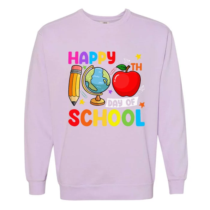 Happy 100th Day Of School 100 Days Of School Teacher Student Garment-Dyed Sweatshirt