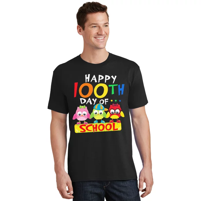 Happy 100th Day Of School Owl 100 Days Teacher T-Shirt