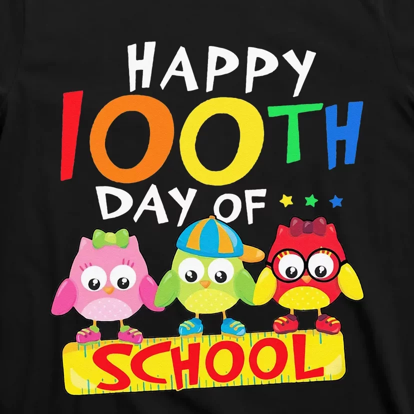 Happy 100th Day Of School Owl 100 Days Teacher T-Shirt