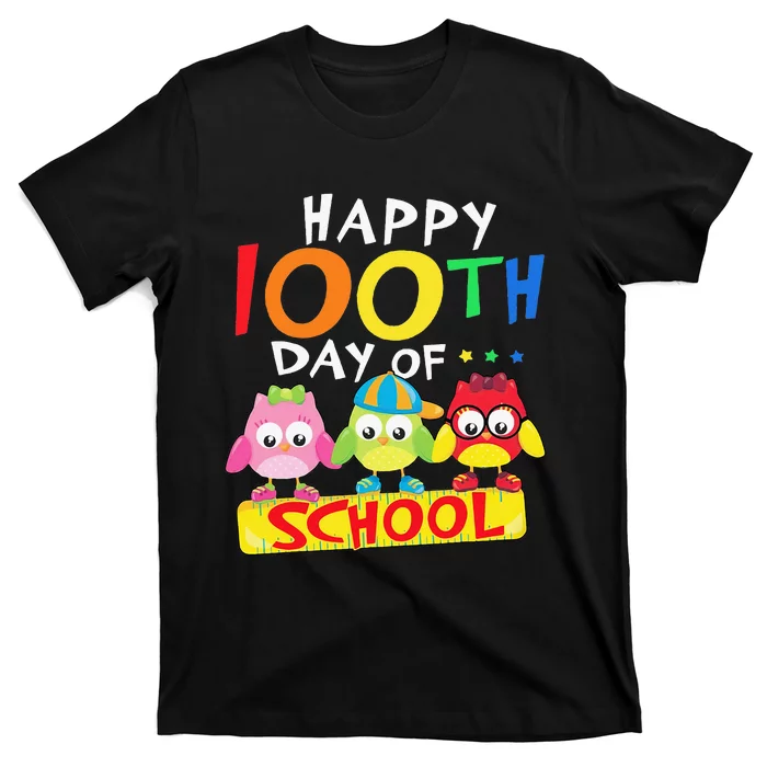 Happy 100th Day Of School Owl 100 Days Teacher T-Shirt