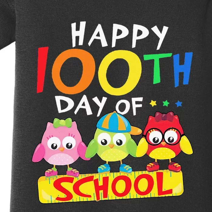 Happy 100th Day Of School Owl 100 Days Teacher Baby Bodysuit