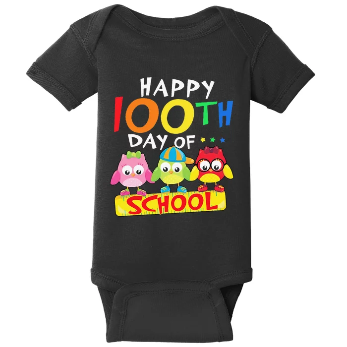 Happy 100th Day Of School Owl 100 Days Teacher Baby Bodysuit