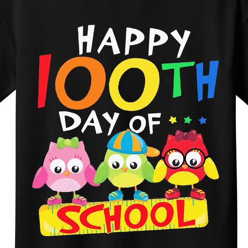 Happy 100th Day Of School Owl 100 Days Teacher Kids T-Shirt