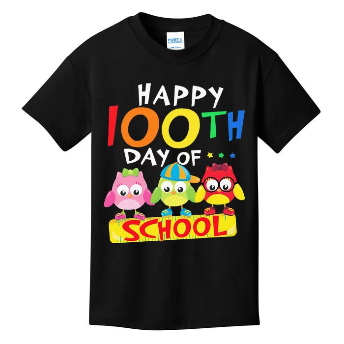 Happy 100th Day Of School Owl 100 Days Teacher Kids T-Shirt