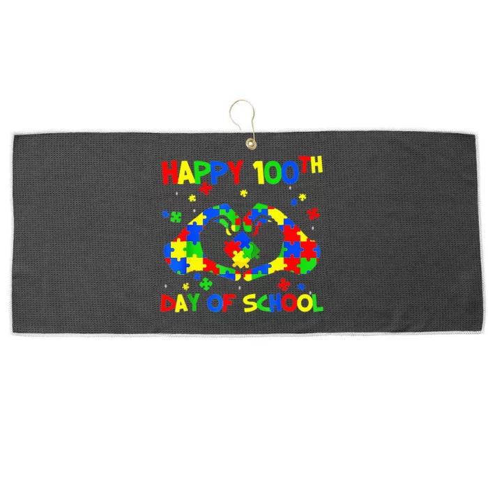 Happy 100th Day 100 Days Of School Autism Awareness Large Microfiber Waffle Golf Towel