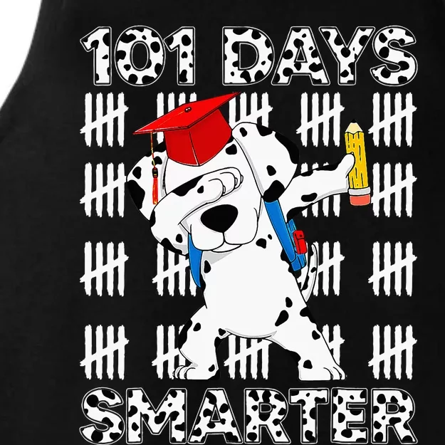 Happy 101 Days School Cute Dog 100 Days Smarter Teacher Ladies Tri-Blend Wicking Tank