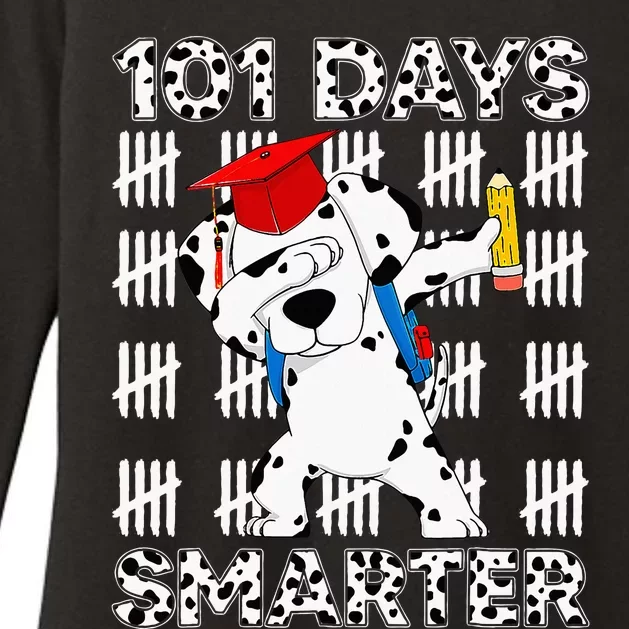 Happy 101 Days School Cute Dog 100 Days Smarter Teacher Womens CVC Long Sleeve Shirt