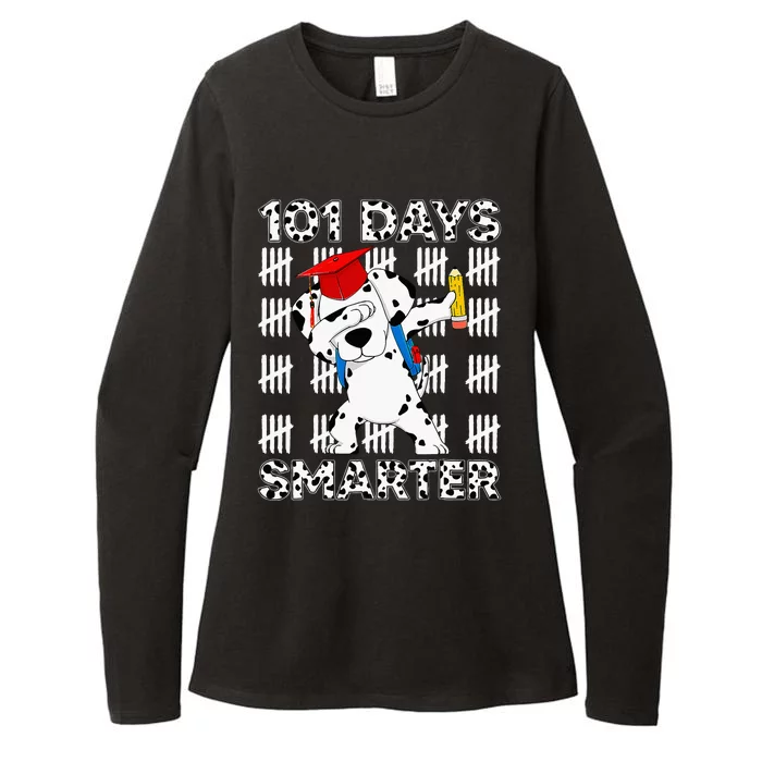 Happy 101 Days School Cute Dog 100 Days Smarter Teacher Womens CVC Long Sleeve Shirt