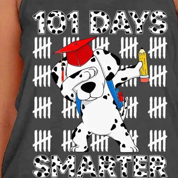 Happy 101 Days School Cute Dog 100 Days Smarter Teacher Women's Knotted Racerback Tank