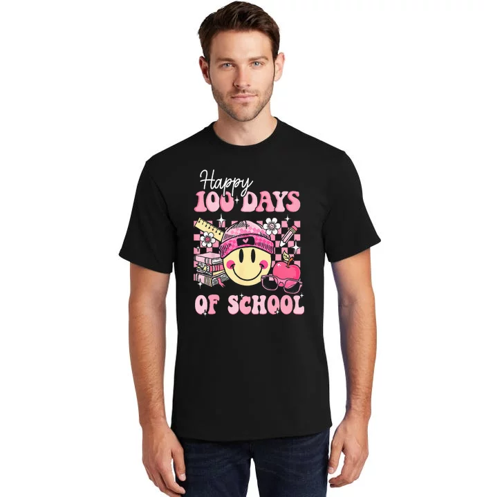 Happy 100 Days Of School Teacher Retro Groovy 100th Day Tall T-Shirt