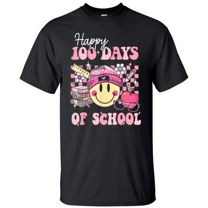 Happy 100 Days Of School Teacher Retro Groovy 100th Day Tall T-Shirt