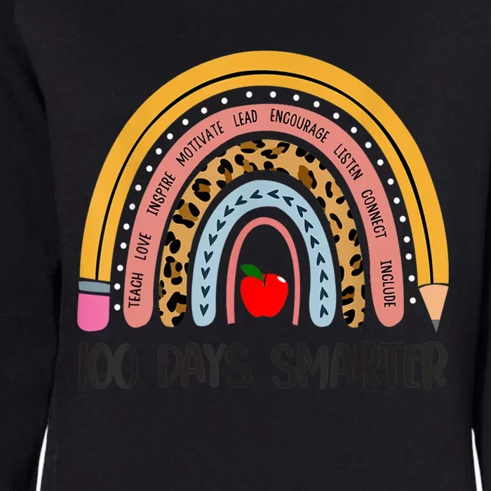 Happy 100th Day Of School Rainbow 100 Days Smarter Leopard Meaningful Gift Womens California Wash Sweatshirt