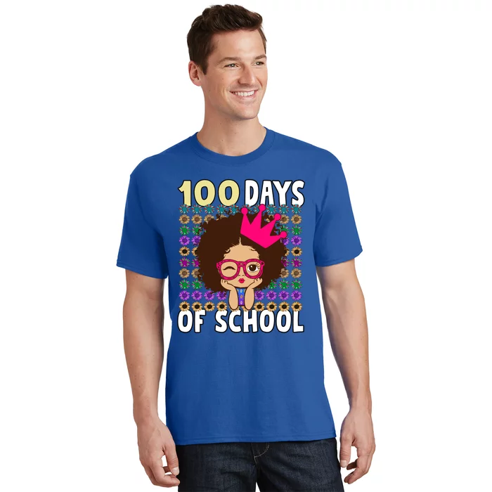 Happy 100 Days Of School Girls Black African Melanin Gift T-Shirt