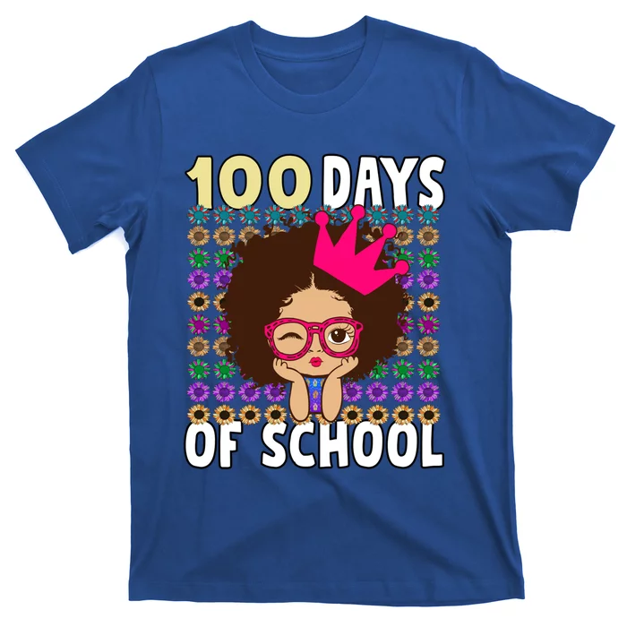 Happy 100 Days Of School Girls Black African Melanin Gift T-Shirt