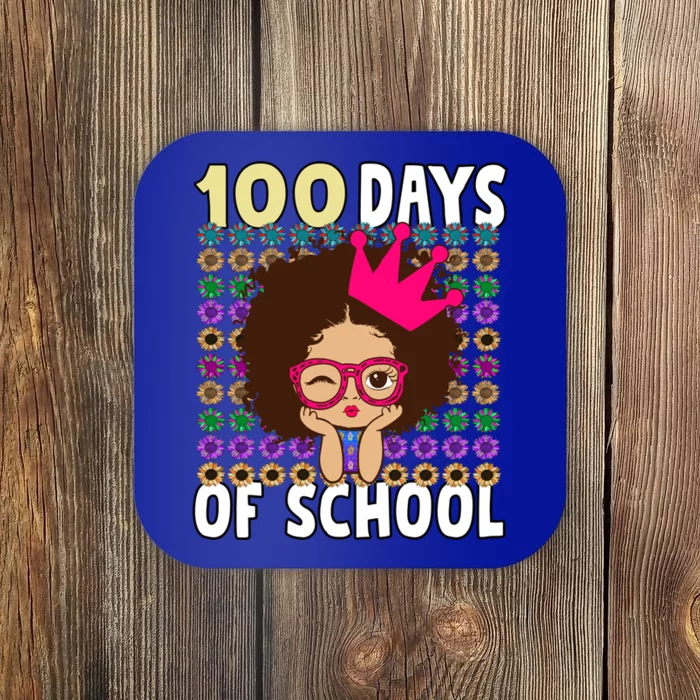 Happy 100 Days Of School Girls Black African Melanin Gift Coaster