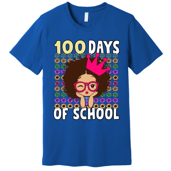 Happy 100 Days Of School Girls Black African Melanin Gift Premium T-Shirt