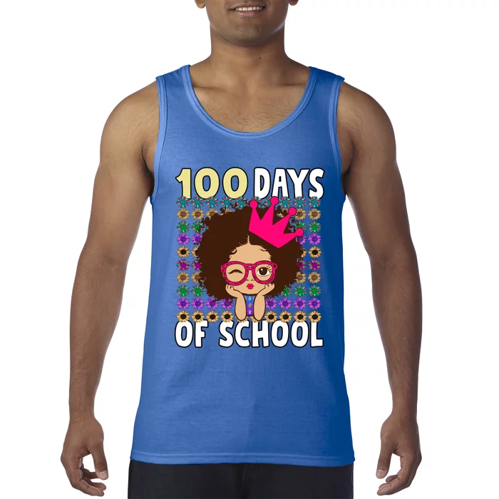 Happy 100 Days Of School Girls Black African Melanin Gift Tank Top