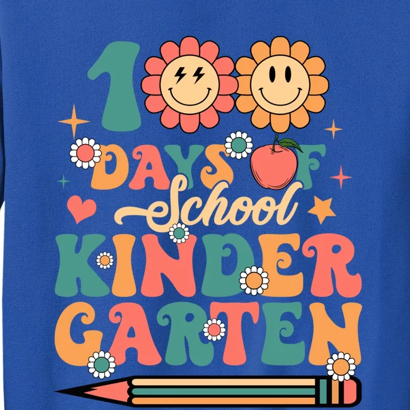 Happy 100th Day Of School Retro Groovy 100 Days Kindergarten Gift Tall Sweatshirt