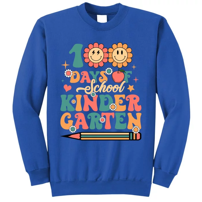 Happy 100th Day Of School Retro Groovy 100 Days Kindergarten Gift Tall Sweatshirt