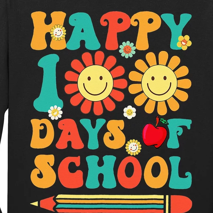 Happy 100th Day Of School Teacher Student 100 Days Tall Long Sleeve T-Shirt