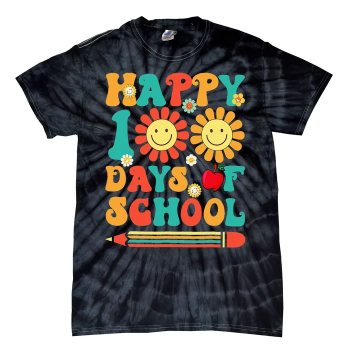 Happy 100th Day Of School Teacher Student 100 Days Tie-Dye T-Shirt