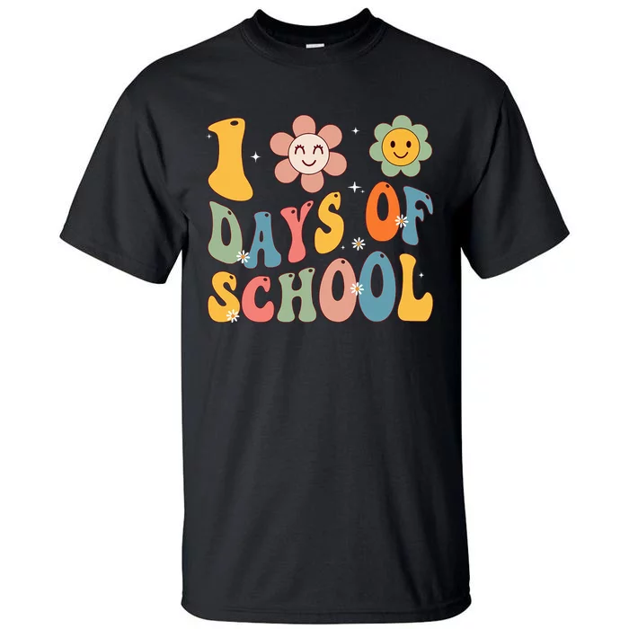 Happy 100th Day Of School Groovy 100 Days Of School Teacher Tall T-Shirt