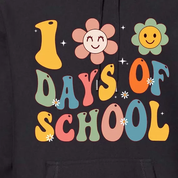 Happy 100th Day Of School Groovy 100 Days Of School Teacher Premium Hoodie