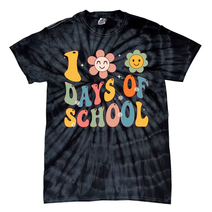 Happy 100th Day Of School Groovy 100 Days Of School Teacher Tie-Dye T-Shirt