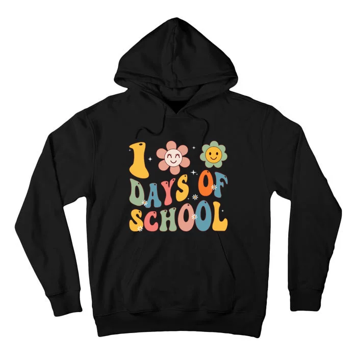 Happy 100th Day Of School Groovy 100 Days Of School Teacher Tall Hoodie