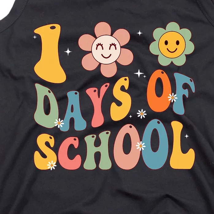 Happy 100th Day Of School Groovy 100 Days Of School Teacher Tank Top