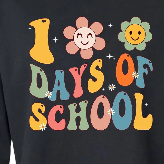 Happy 100th Day Of School Groovy 100 Days Of School Teacher Cropped Pullover Crew