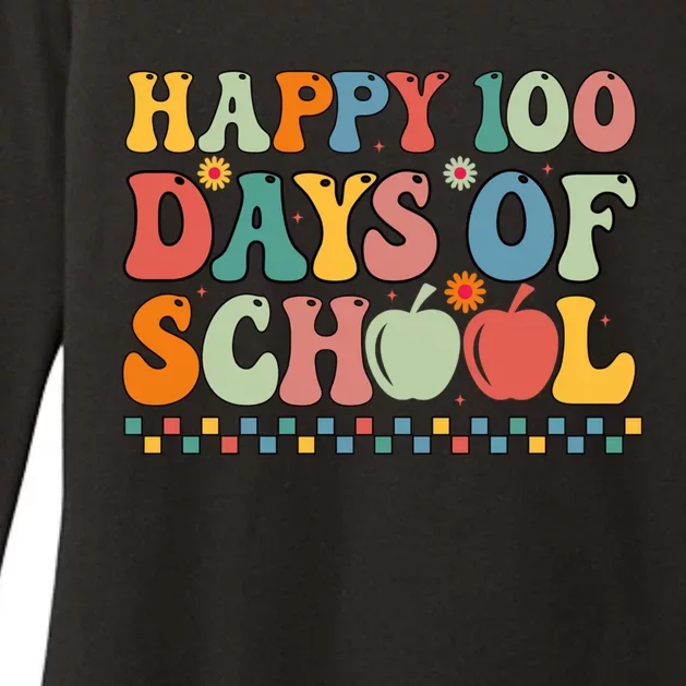 Happy 100th Day Of School Retro Groovy 100 Days Teacher Great Gift Womens CVC Long Sleeve Shirt