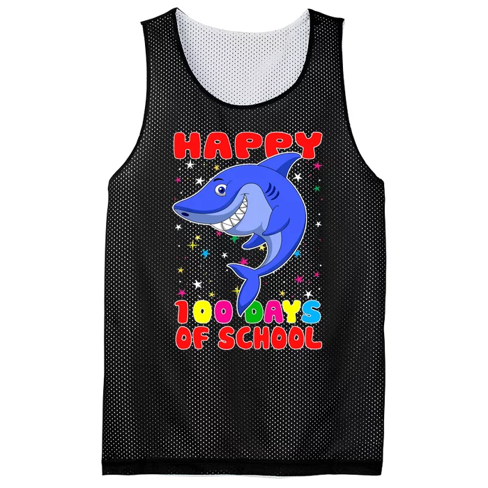 Happy 100 Days Of School Funny Shark Teachers Child Mesh Reversible Basketball Jersey Tank