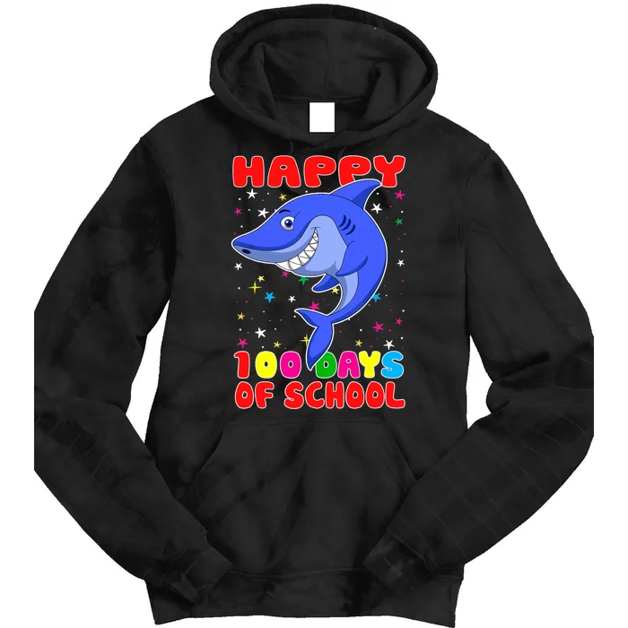 Happy 100 Days Of School Funny Shark Teachers Child Tie Dye Hoodie