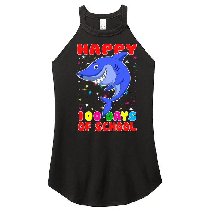 Happy 100 Days Of School Funny Shark Teachers Child Women’s Perfect Tri Rocker Tank