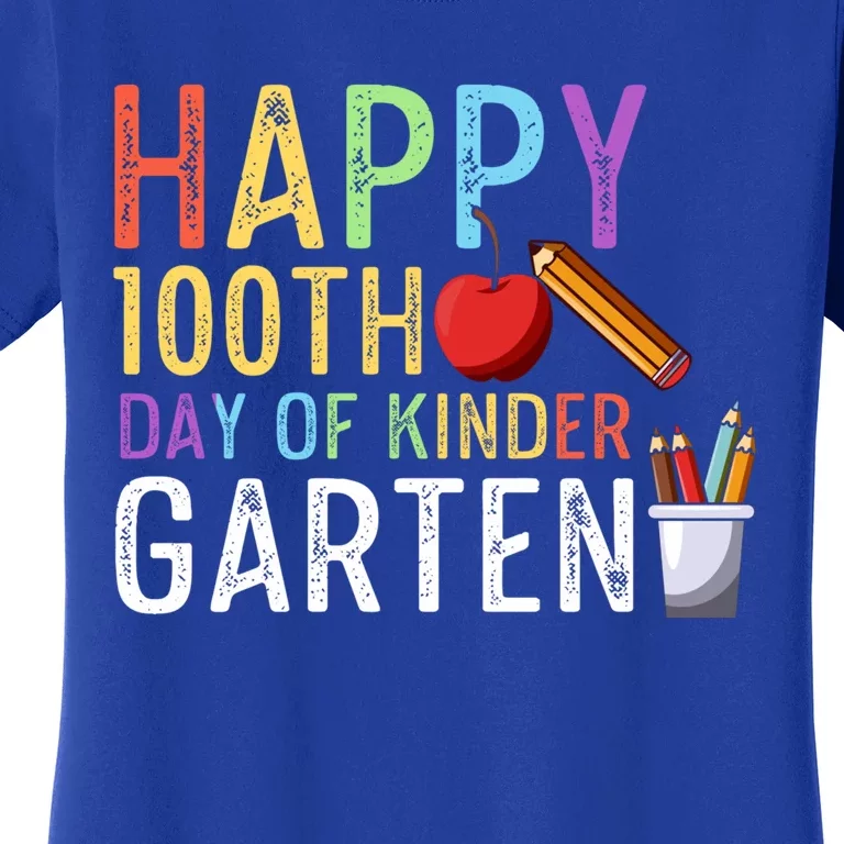 Happy 100Th Day Of Kindergarten 100 Days Of Kindergarten Gift Women's T-Shirt